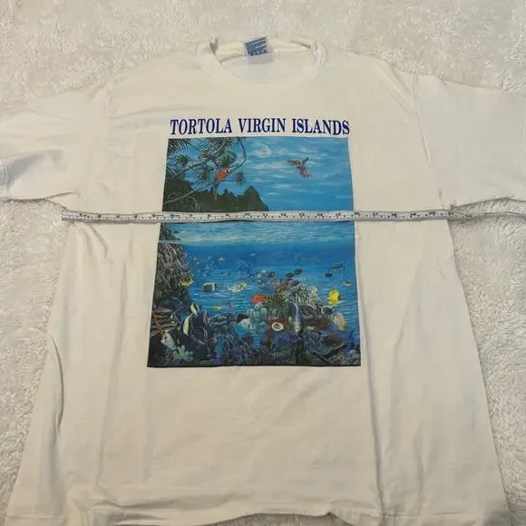 VTG Tortola Virgin Islands Unisex Graphic T-Shirt Sz L Cotton Made in USA Casual - Picture 3 of 5